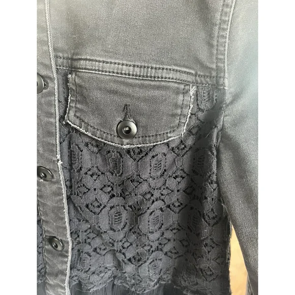 Free People Multi Textured Jacket Womens Size 2 Distressed Button Up GUC - Picture 5 of 16
